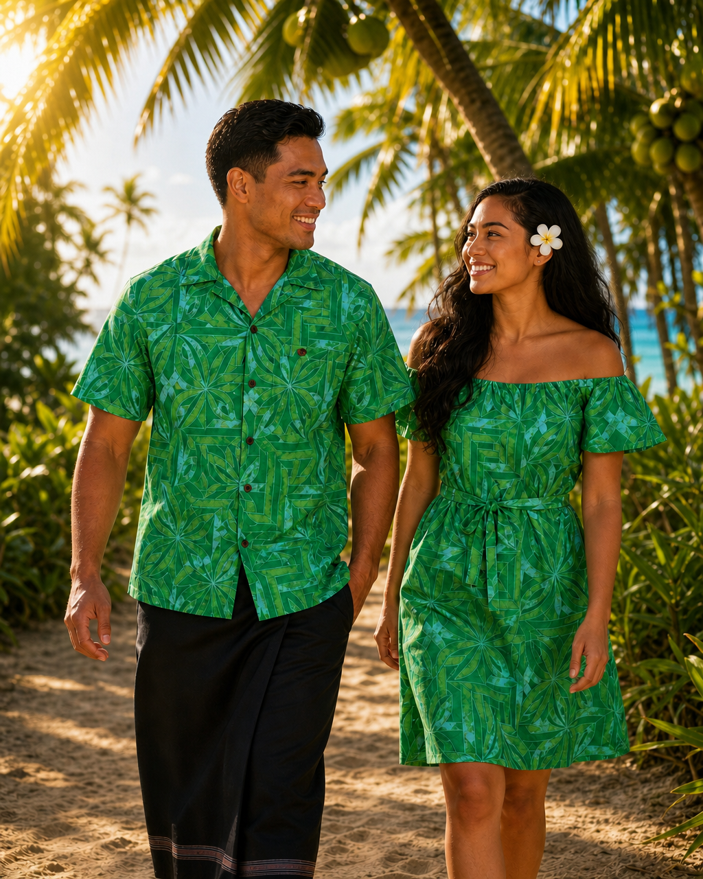 Green puletaha and matching shirt