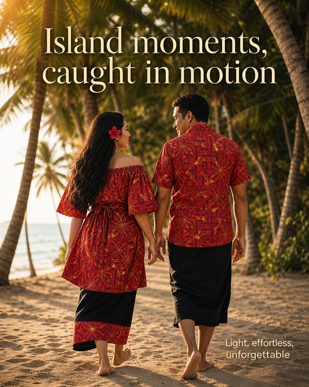 Red puletaha and shirt, matching couple